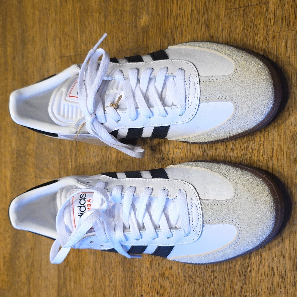 Adidas Samba White and Black Leather Classic Sneakers 8M 9W NWT (IH6001) - Picture 2 of 11